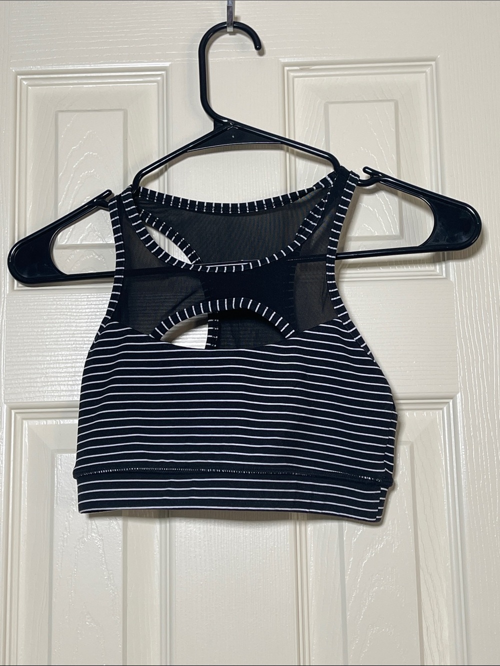 Savage Barbell Black & White Striped Racerback Sports Bra